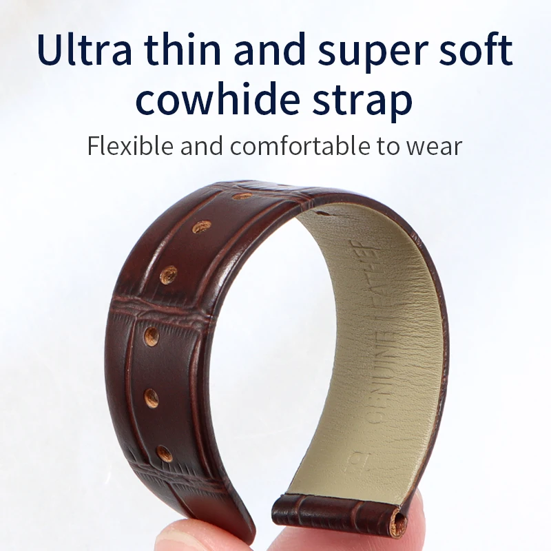 حزام جلد العجل رفيع للغاية لـ Vacheron Constantin Patrimony Eri Traditionnelle Malte - تصميم قرص لؤلؤي مناسب OEM 19 مم 20 مم