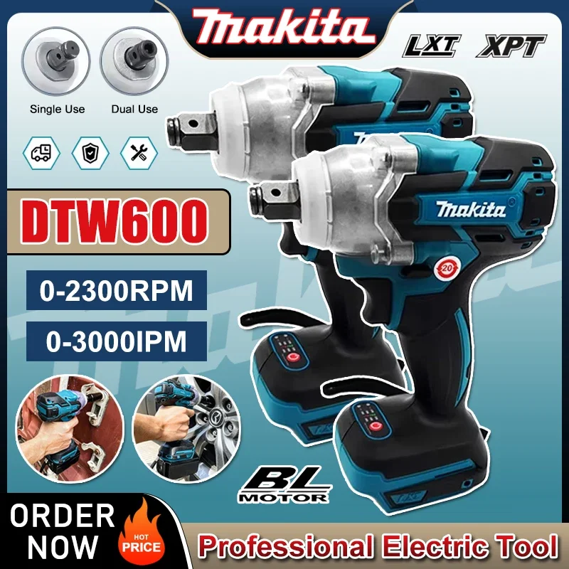 

Makita DTW600 3100IPM 18 В Аккумуляторный ключ 1/2 дюйма Бесщеточная отвертка Перезаряжаемая электрическая отвертка Инструмент для обслуживания автомобиля