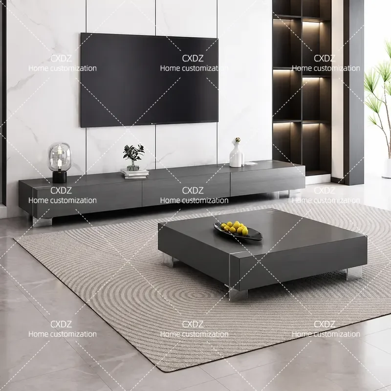 New Minimalist Modern Living Room Creative Square Acrylic Coffee Table TV Cabinet Floor Storage Combination