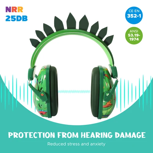 Imagen 2 del producto Bonitos orejeras de unicornio Dinasour para niños, auriculares con cancelación de ruido, protección para los oídos, orejeras a prueba de sonido para la escuela, regalos para niños