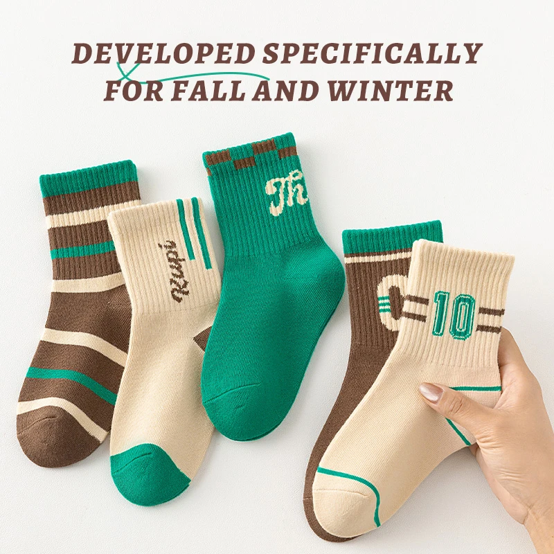 Calcetines para niños de 1 a 16 años, tejido fino, suave, agradable para la piel, exquisito, para otoño e invierno, 5 pares