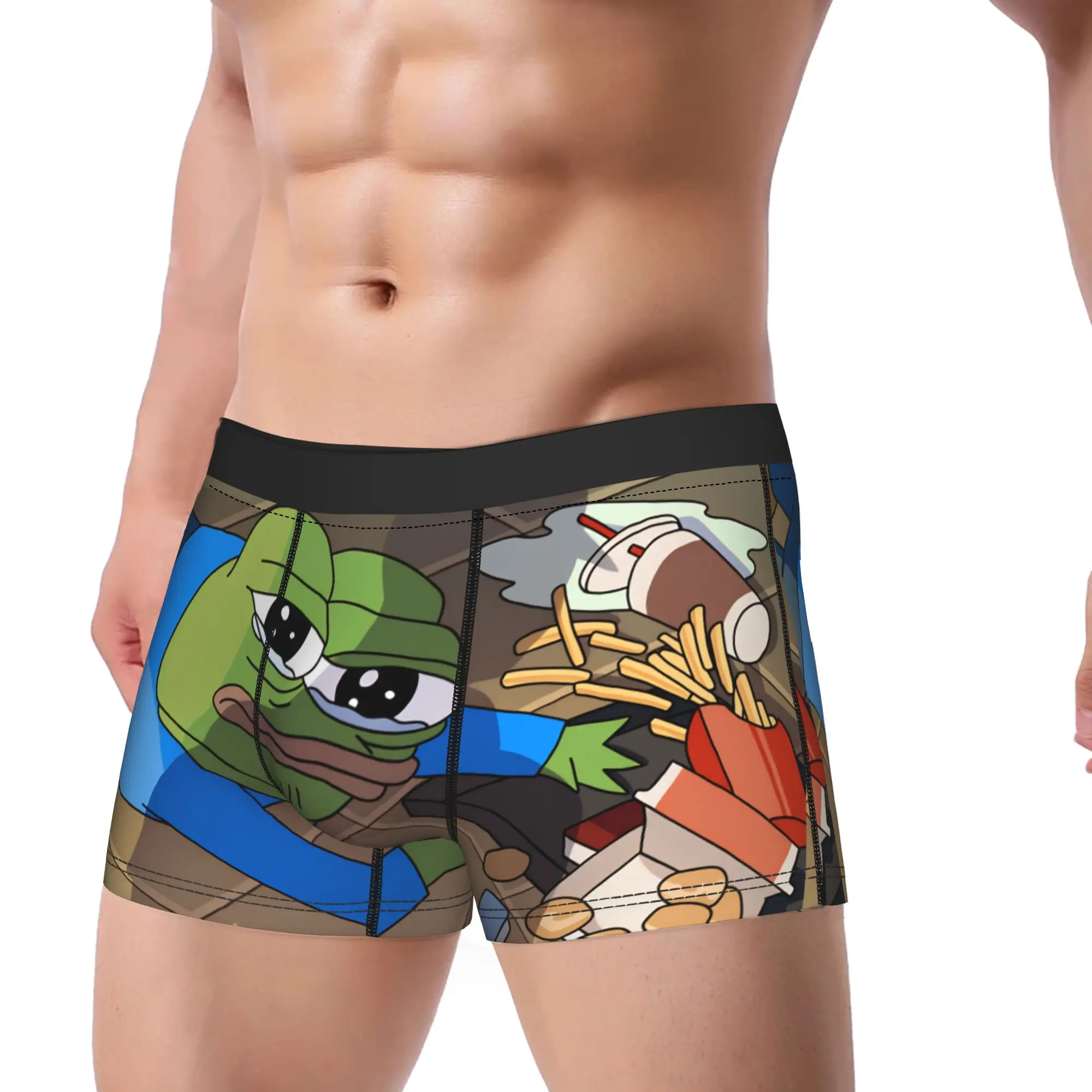 

Sad Pepes frog Underwear Men Shorts Briefs Comfortable Trunk Trenky Printing Oversize Panties