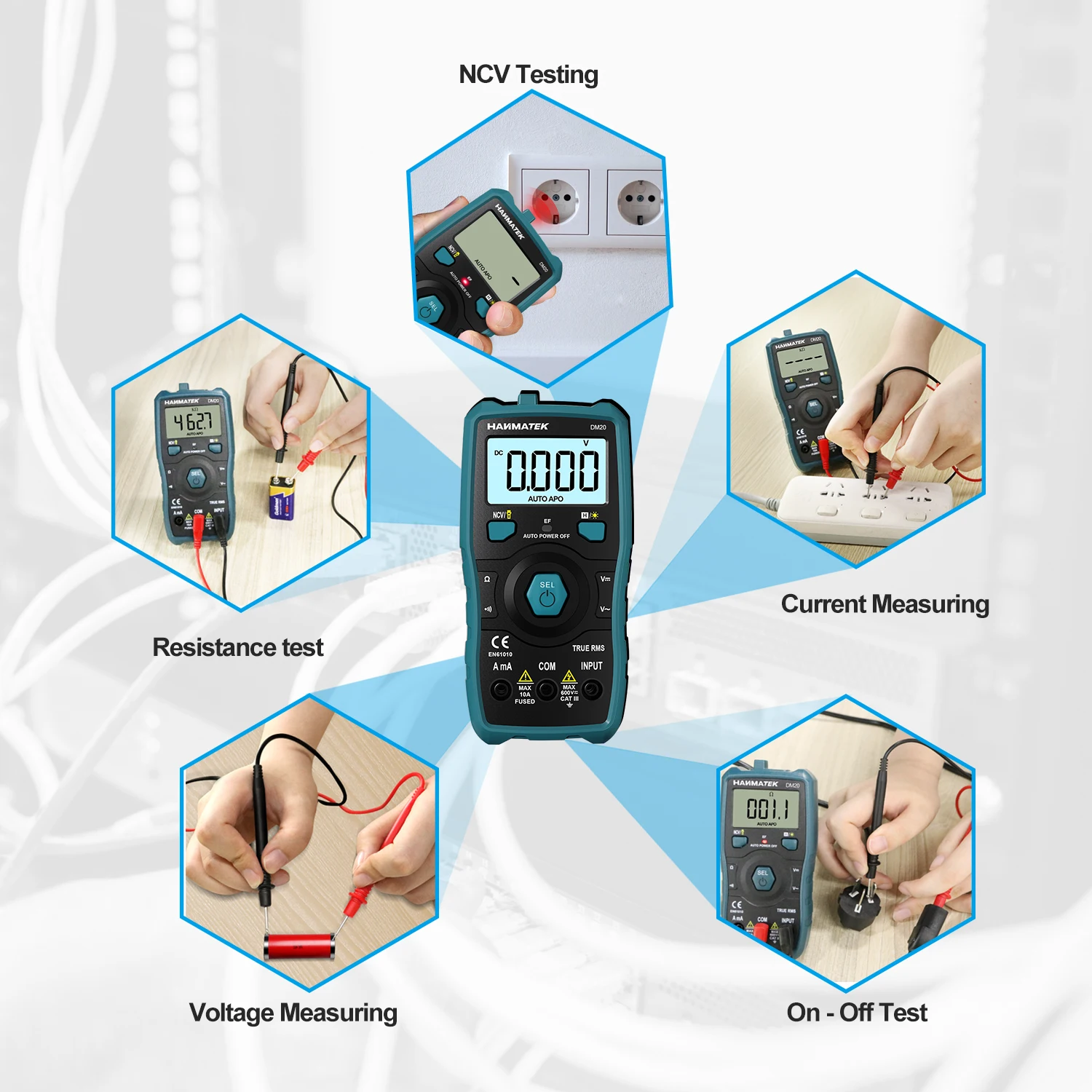 Hanmatek Digital Multimeter AC/DC Votage Current Transistor Tester Electrical NCV Test Meter Profesional Analog Auto Range