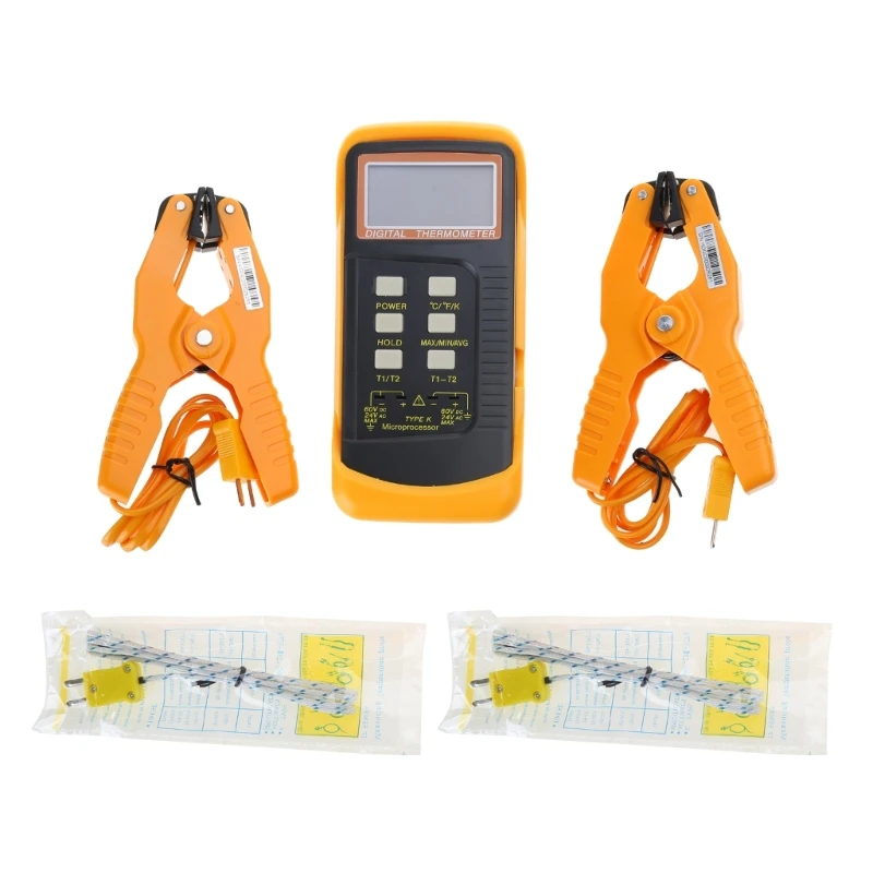 

Duouble Channel Thermocouple Temperature 6802II Digtal Meter Ktype Accurate and Reliable Measurement Accessories Set