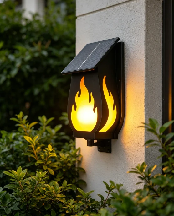 Outdoor solar wall light flame atmosphere light creative simulated flame lamp decorative night light garden courtyard