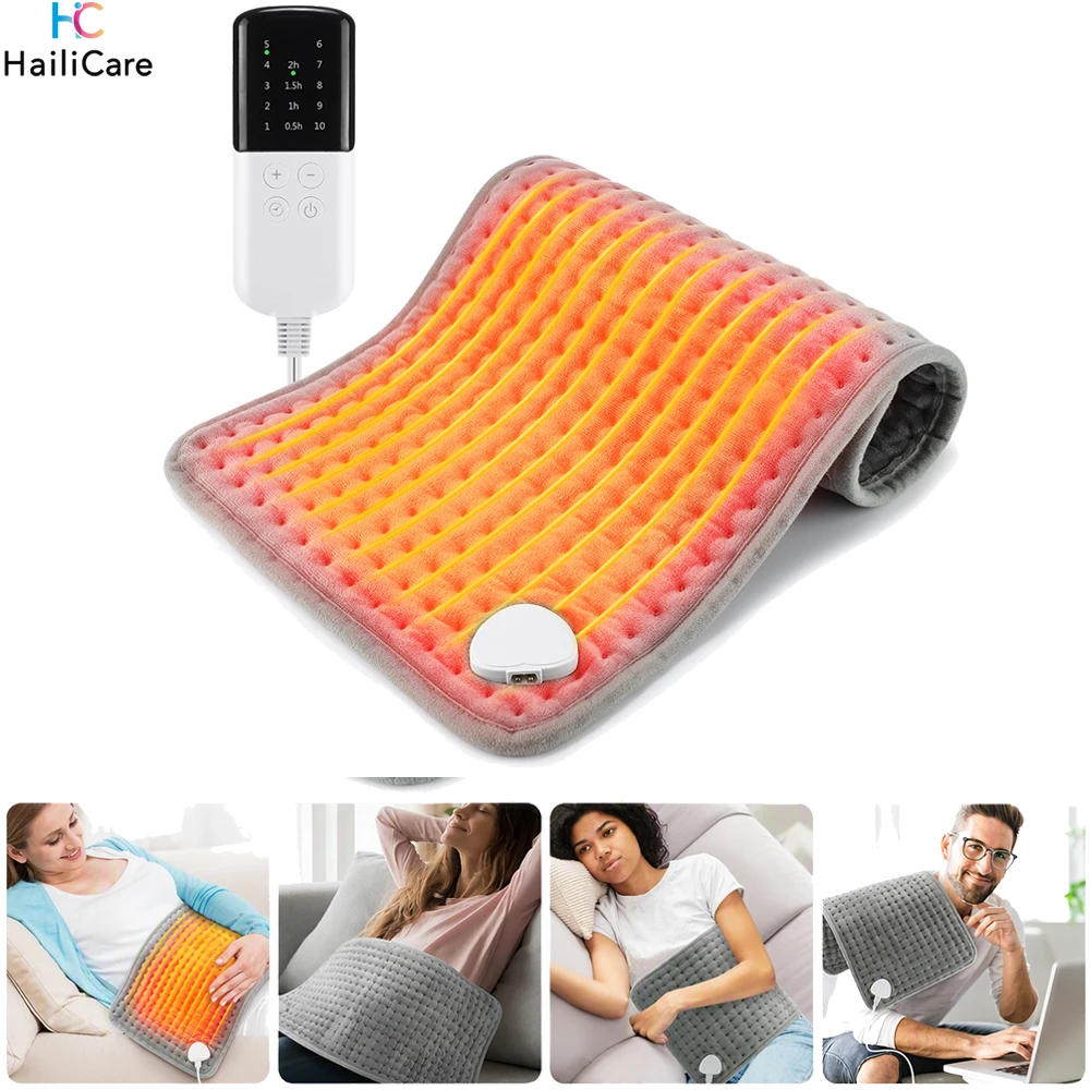 Coperta elettrica riscaldante 60x30 cm per letto, divano, casa, super morbida, in peluche, con 10 livelli di temperatura e 4 timer, lavabile, tappetino termico per l'inverno.