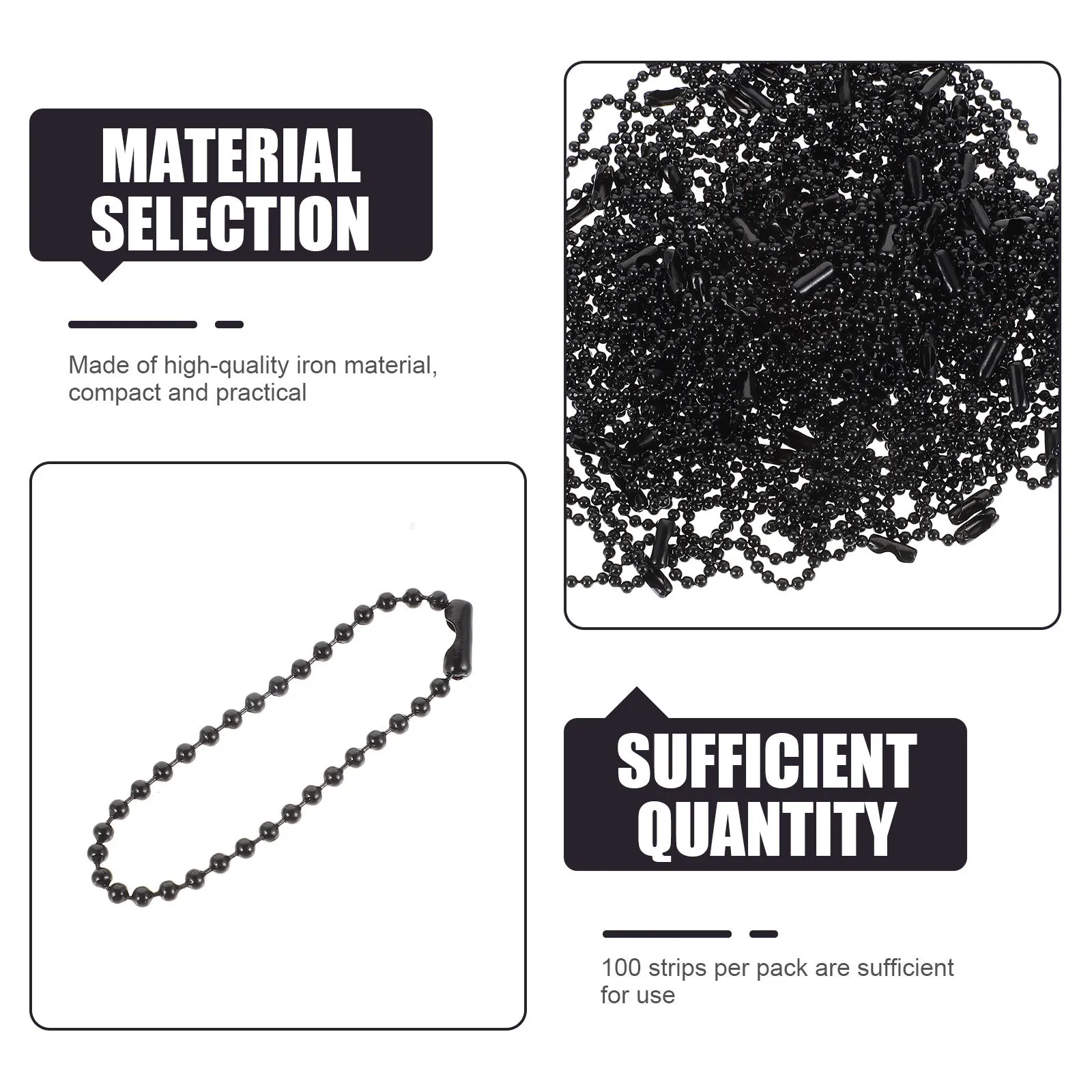 

100pcs 2.4Mm Round Ball Beading Chains Iron Bead Chain For Diy Jewelry Keychain Bag Tag Hanging Decor Connector