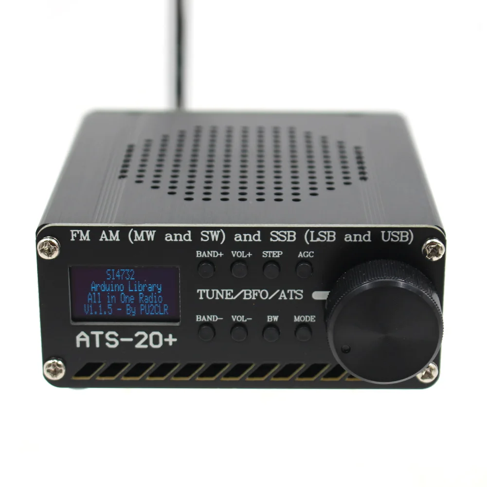 SI4732 ATS-20+ Plus ATS20 V2 Odbiornik radiowy FM AM (MW i SW) SSB (LSB i USB) z baterią + antena + głośnik + etui