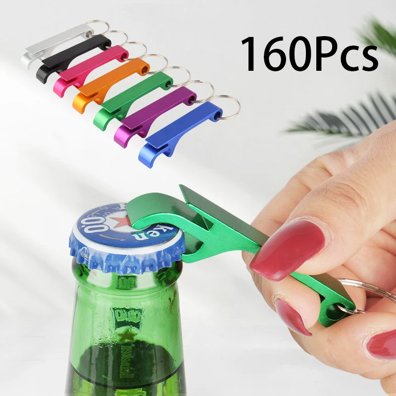 160Pieces Aluminum Alloy Beer Can Opener Keychain for Wedding Party Metal Bottle Opener