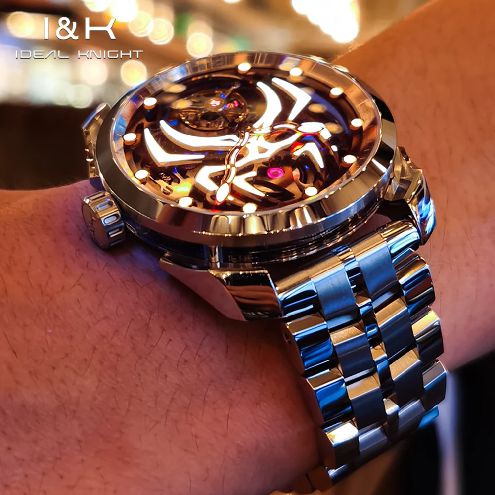 IDEAL KNIGHT 6802 Men True Tourbillon Watch High Luxury Spider Hollow Dial Limited Edition Brand Men Automatic Mechanical Watch