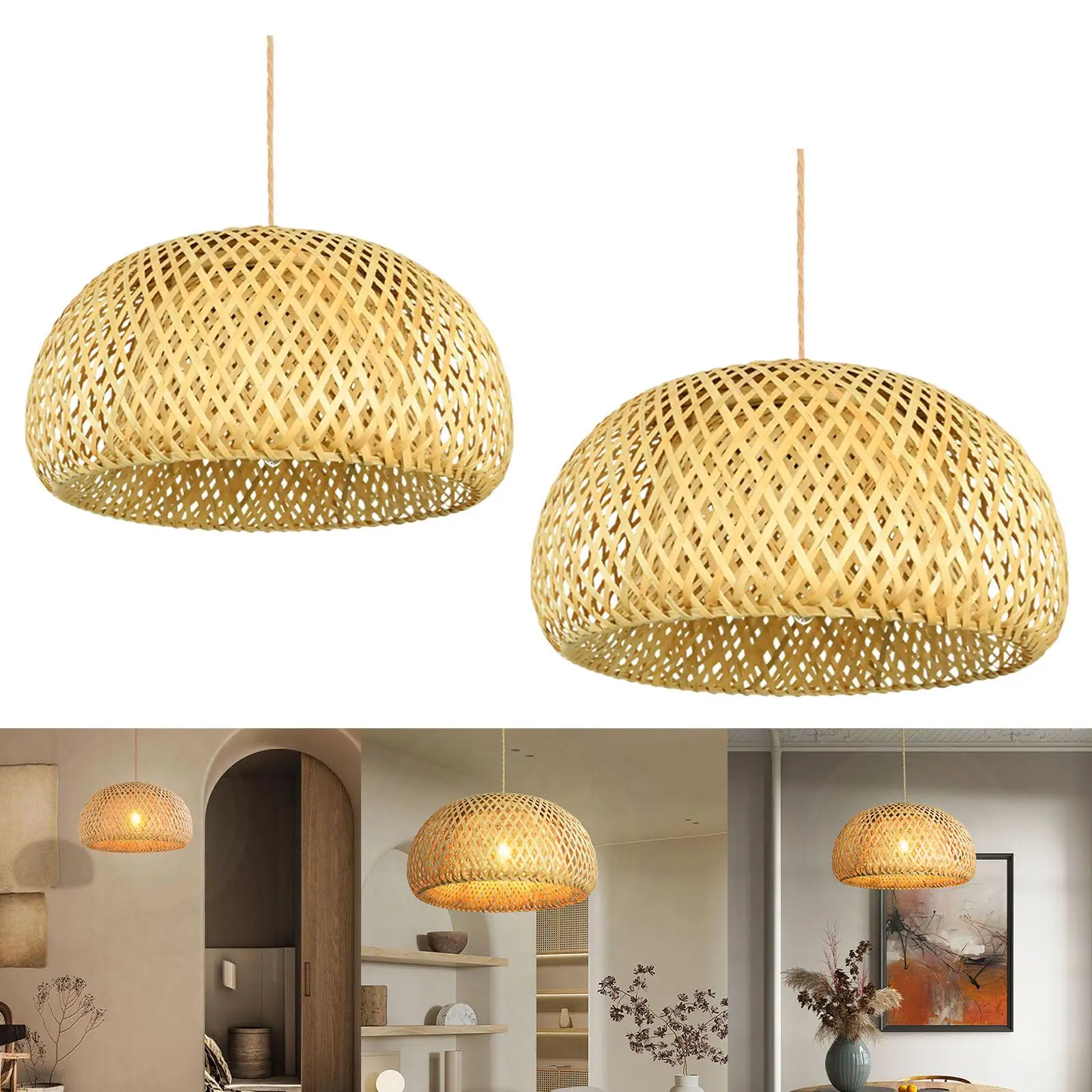 Natural Pendant Hanging Light Lampshade Pendant Light Cover Rattan Bamboo Ceiling Lights Lampshade Office Restaurant