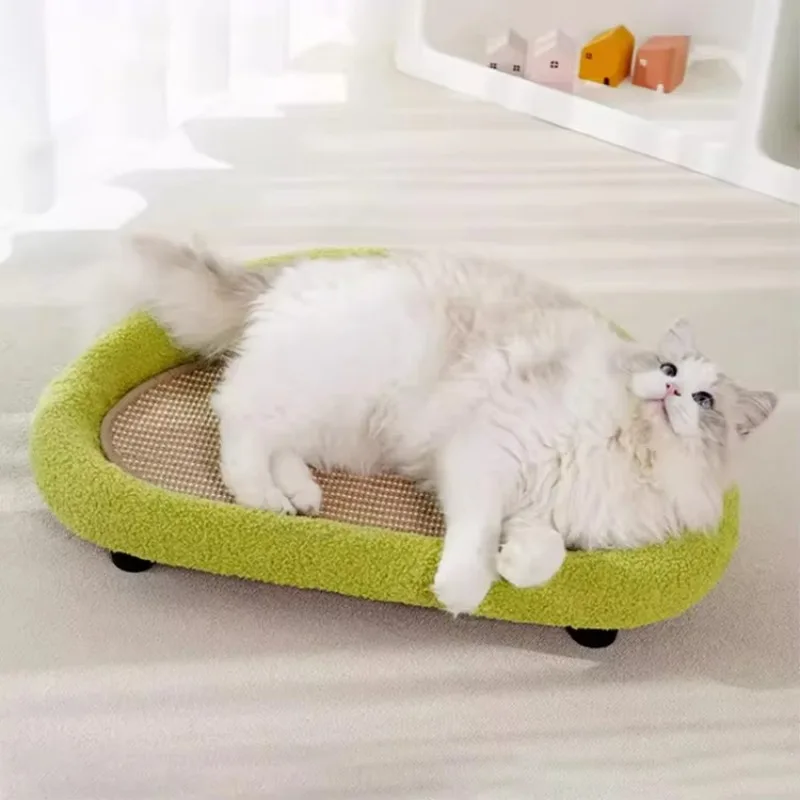 Factory Direct Compatible WithCat Sofa Bed with Sisal Scratcher Base, Large Plush Cat Nest Anti-Slip Sleeping Couch for Indoor