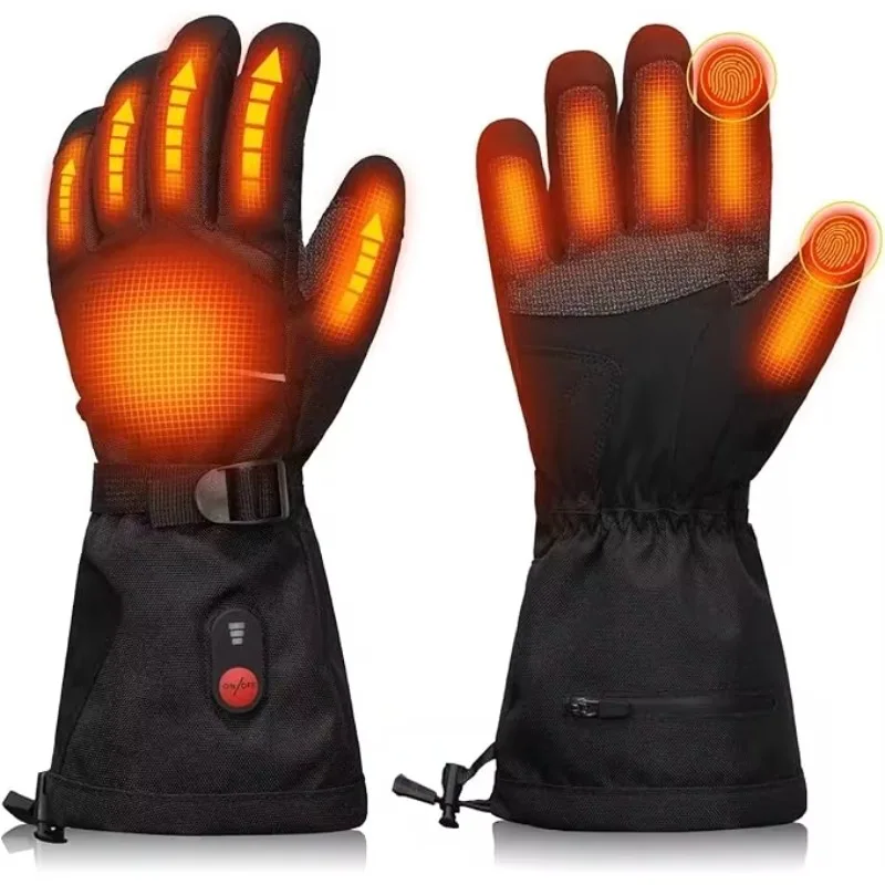 

Men Women Custom Cotton Waterproof Heated Touchscreen Compatible Full Finger Thermal Gloves Rechargeable Winter Skiing Golf