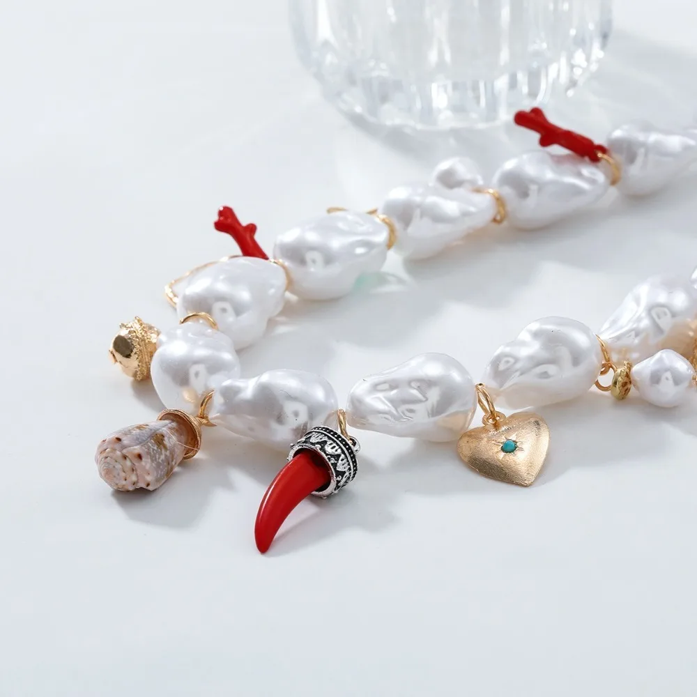 

Portable Elegant Bohemian Pendant Necklace Adjustable Rope Faux Pearl Collarbone Chain Starfish Charms Jewelry Women Jewelry