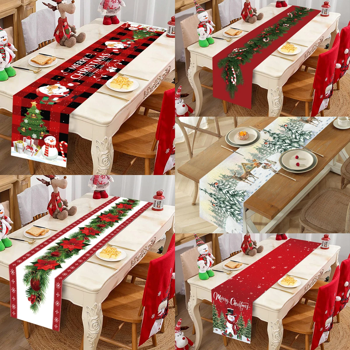 Christmas Table Runner Merry Christmas Decorations For Home 2025 Tablecloth Navidad Noel Kerst Xmas Gifts New Year 2026 Natal