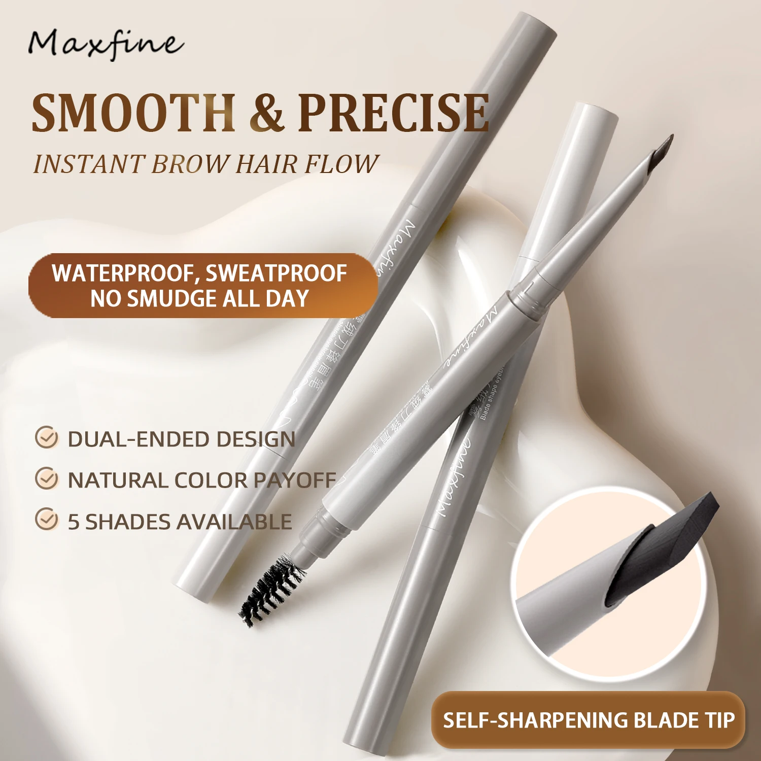 Ultra Thin Blade Eyebrow Pencil Controllable Stroke No Cakey Build-up Smooth Drawing Eyebrow Pen Multi Shades Natural Daily Brow