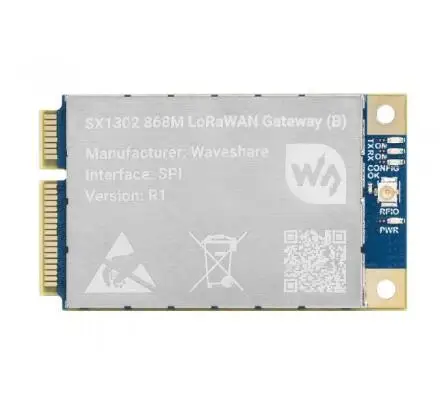 

Waveshare SX1302 868M/915M LoRaWAN Gateway (B) Module for Raspberry Pi, Standard Mini-PCIe Socket, Long range Transmission HAT