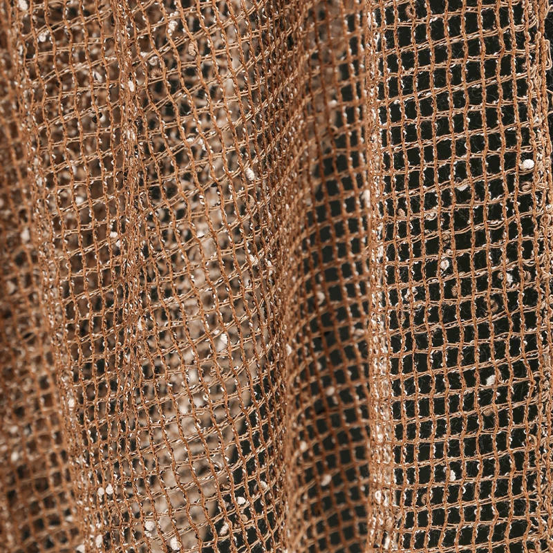 

Brown Caramel Textured Mesh Fabric Reconstructed Fishnet Hollow Out See Through Yarn for Dress Sewing Fashion Apparel Material