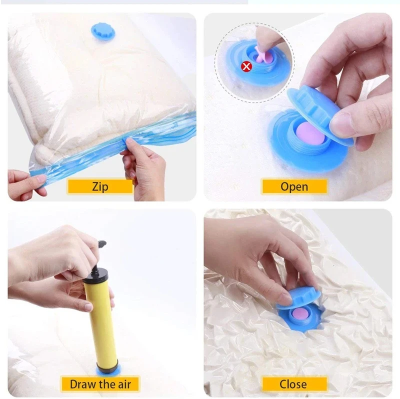 /5pcs Vakuum-Aufbewahrung beutel mit Handpumpe für Bettdecken Kleidung Kissen Bettwäsche Decke Aufbewahrung sparer mehr Kompression – Detail 4