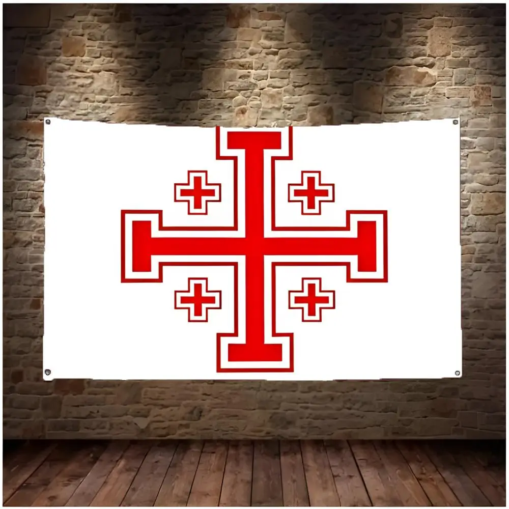 Order Chivalry Order Of The Holy Sepulchre Flags Daily Four Ring Borderless Design Indoor & Outdoor Decor Easy to Hang Install