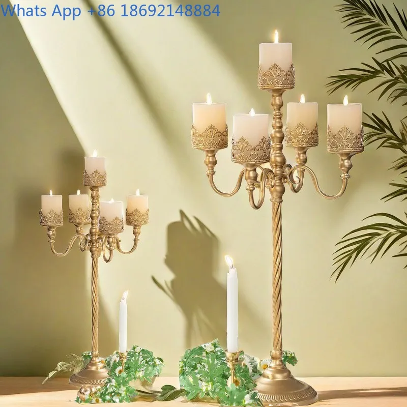 Floor Iron Candle Holder Five-Head Light Luxury High-End Candle Stand Home Hotel Wedding Romantic Decoration Ornament