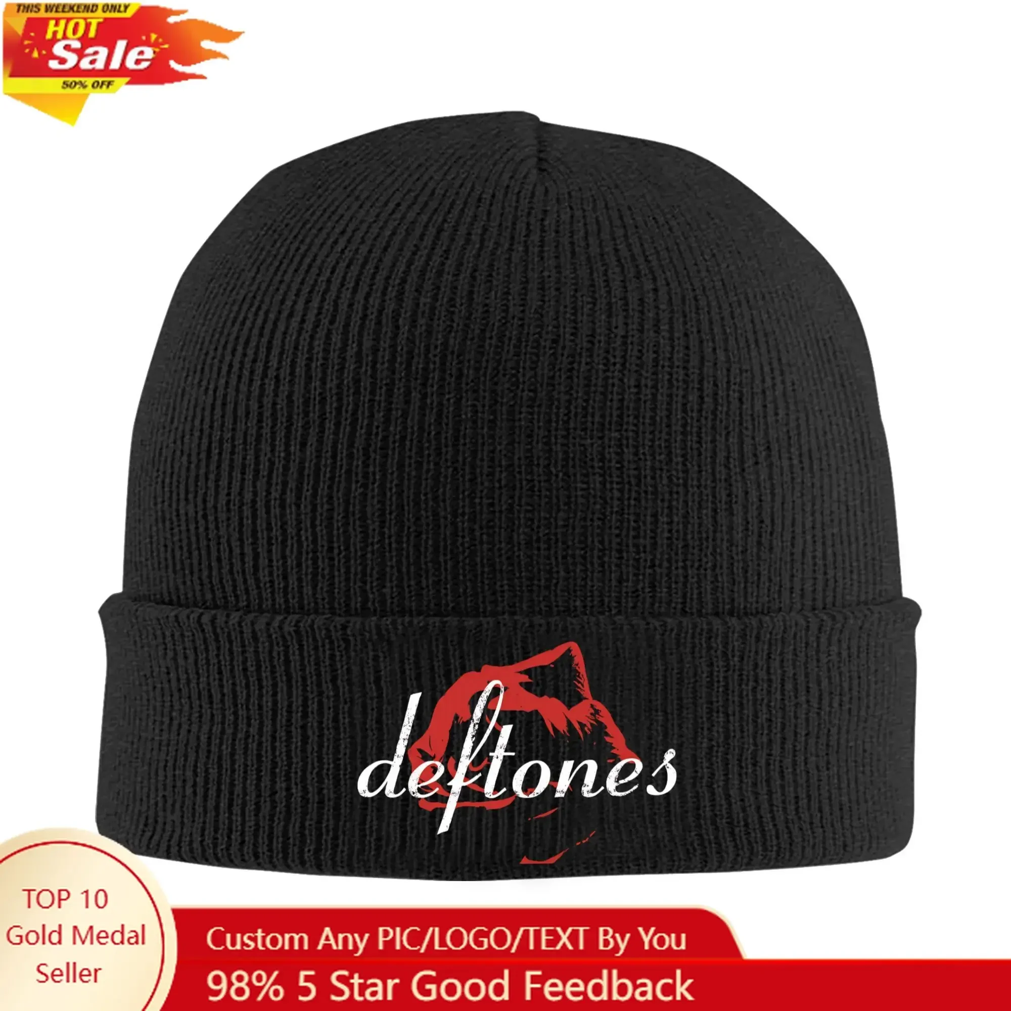 

Deftones Band Beanie Hat Knitted Skull Caps For Women Men Winter Warm Skullies Knitted Caps