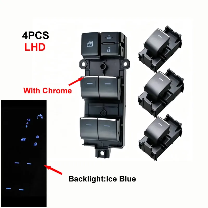 LED Backlight Power Window Glass Lifter Control Button Switch For Toyota RAV4 Sienna Camry CHR Highlander Corolla Yaris Cross
