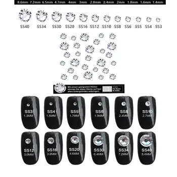 Super lesklé 3D sklo 16 broušených fazet 2088 plochá zadní strana Swarovsky DIY nehty kamínky umění dekorace manikúra top křišťál kameny drahokamy 12 nejlepší prodej krajka Swarovski - №5