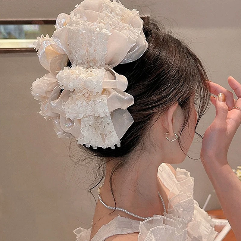 Elegance Temperament Large Claw Clip Multilayer Bow Hair Clips Ponytail Hairpin Women Hair Accessories