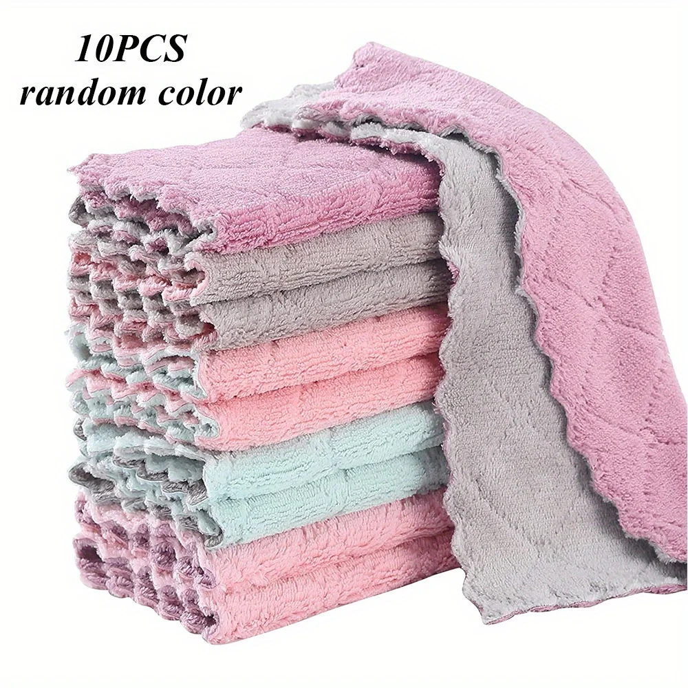 10 serviettes de cuisine et chiffons à vaisselle, petites serviettes de lavage de la vaisselle de 9,4 pouces x 5,5 pouces, variétés de couleurs assorties