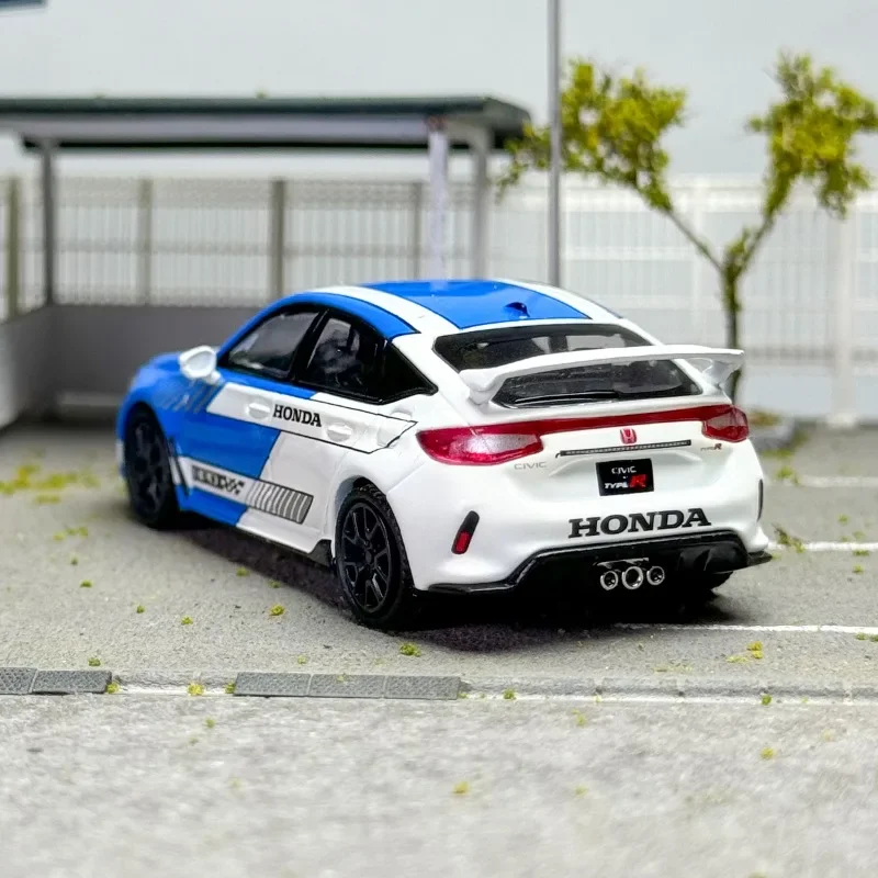 Minigt Schaal 1/64 Honda Civic Type R #3 2023 Tempo Auto Blauw Legering Motorvoertuig Diecast Metalen Model Geschenken