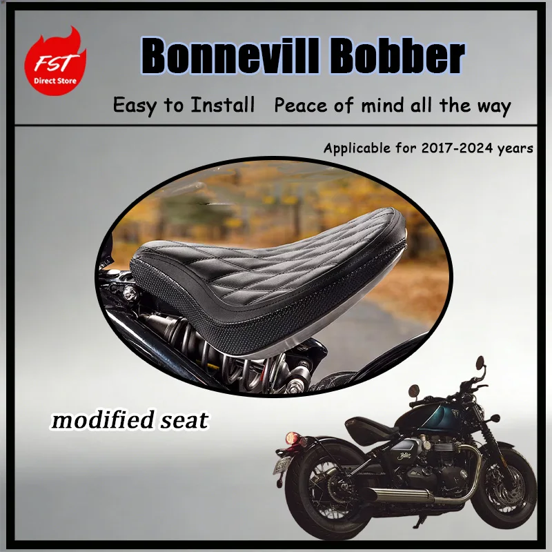 FOR Quick Release Solo Seat Cushion for Bonneville Bobber Comfort High-Density Foam Vintage Styling Motorcycle Seat Cushion
