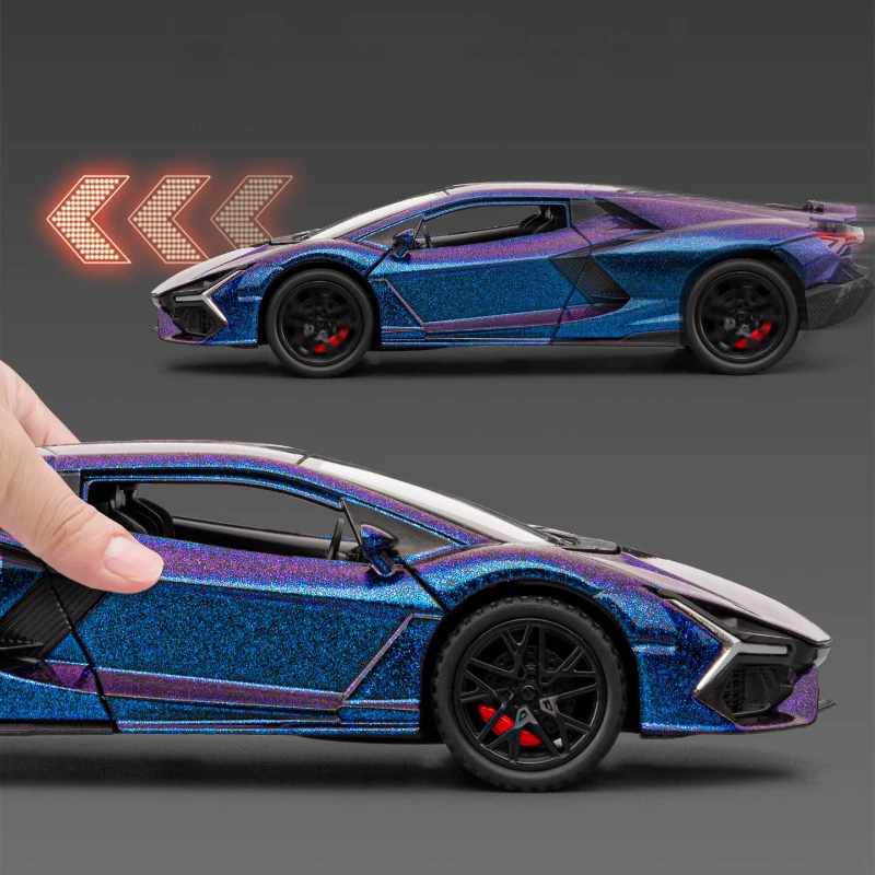 1:32 Revuelto Supercar coche en miniatura de aleación sonido y luz tirar hacia atrás juguete para niños coleccionables regalo de cumpleaños
