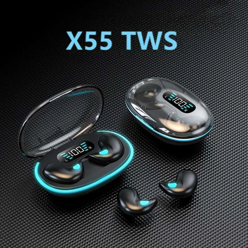 TWS NEW X55 Wireless Bluetooth Headset 5.3 Earphones Bluetooth Headphones with Mic Earbuds 3000Mah Charger Box LED Display Fone