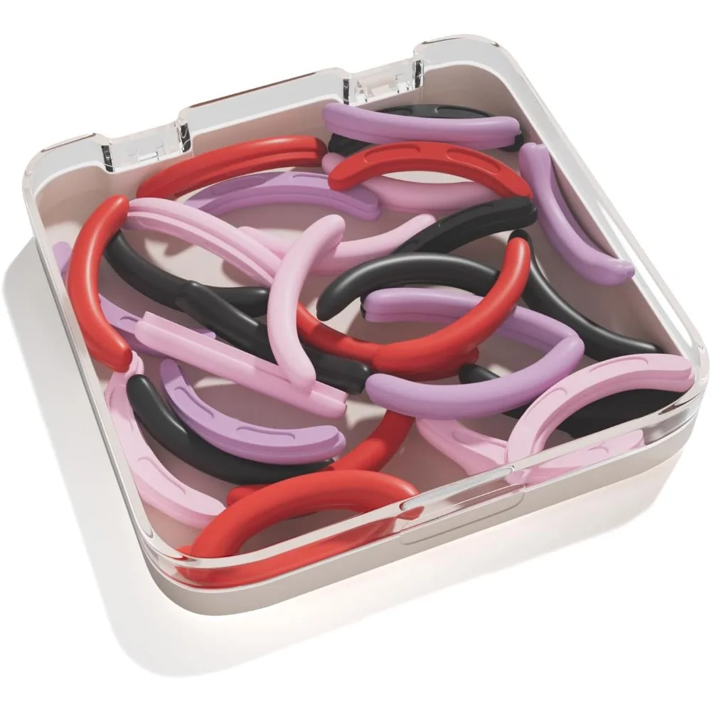 Universal Eyelash Curler Refill Pads 32 Pieces Set with Square Storage Case Colorful Replacement Pads Soft Elastic Silicone Cushions for Perfect Curl Long Lasting Comfort Easy to Use Safe Gentle on Lashes Compatible with