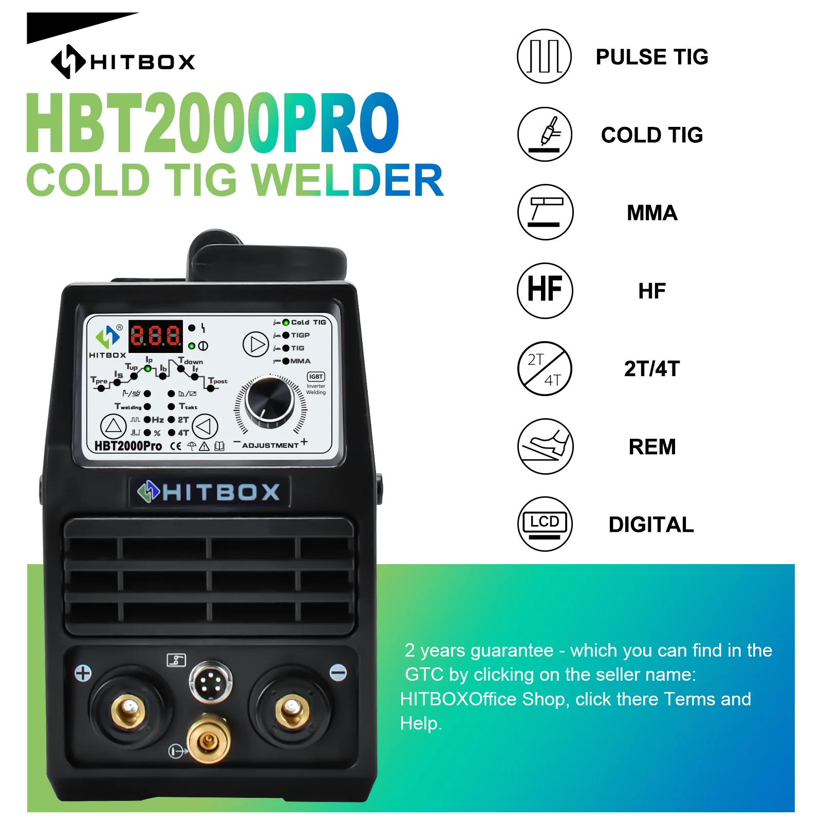 HITBOX 200A HF Tig Inverter Welding Machine Cold TIG MMA ARC Stick Welder With Pulse 1-900ms IGBT 2T 4T Soldador HBT2000P