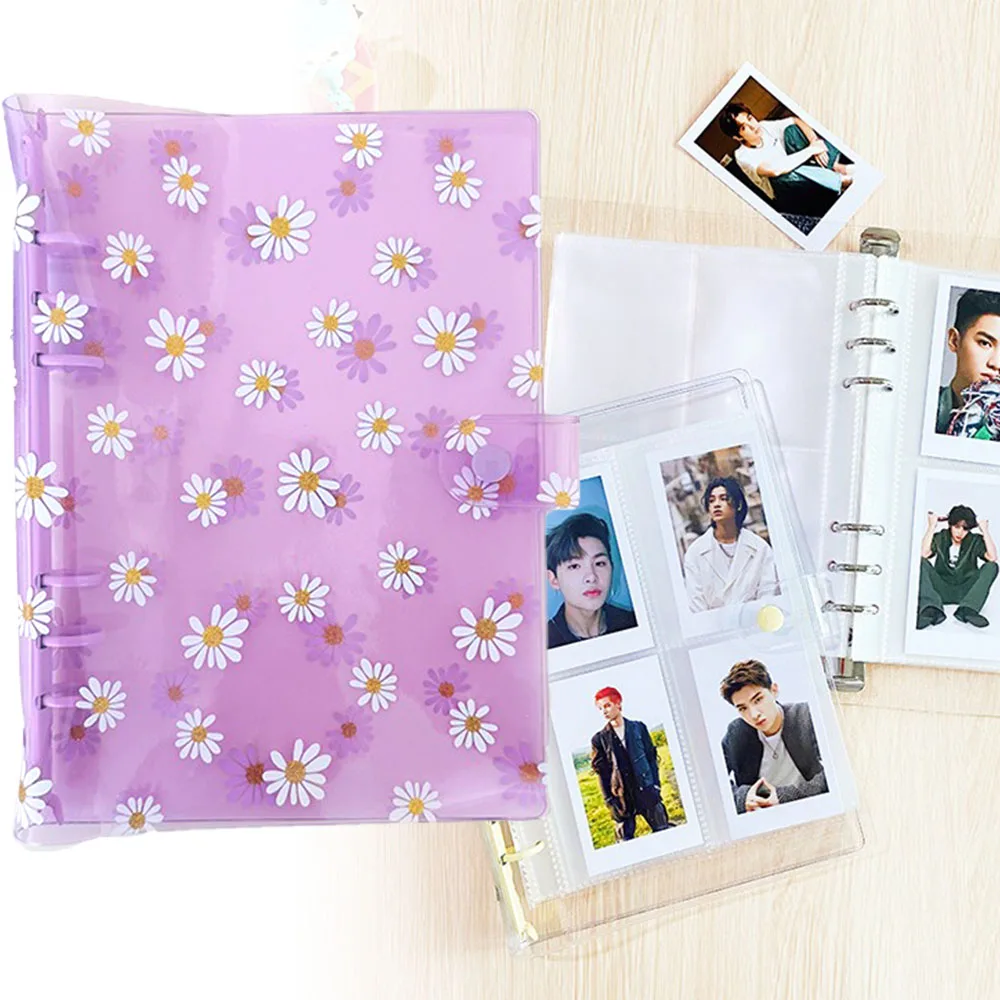 A5 Binder Transparent Daisy Photo Album Kpop Organizer Photocard Collect Book Covers With 6 Rings Journal Diary School Supplies