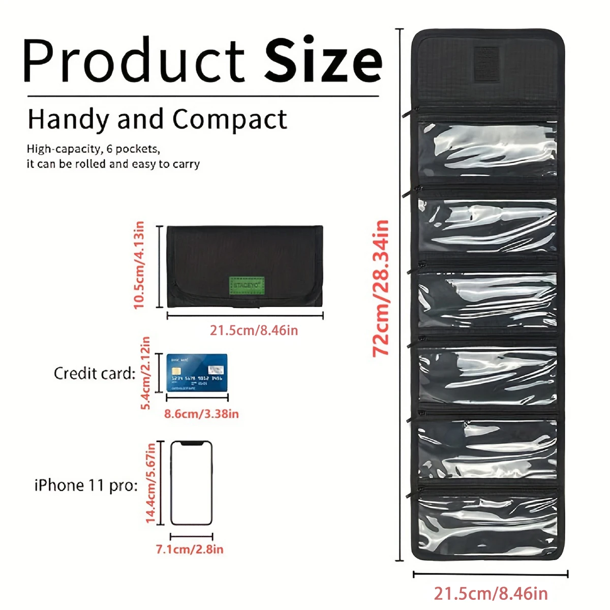 STACEYO | Black Oxford Cloth Folding Travel Wallet 1PC | Cash, Checks, and Passports Should Be Stored in Separate Compartments