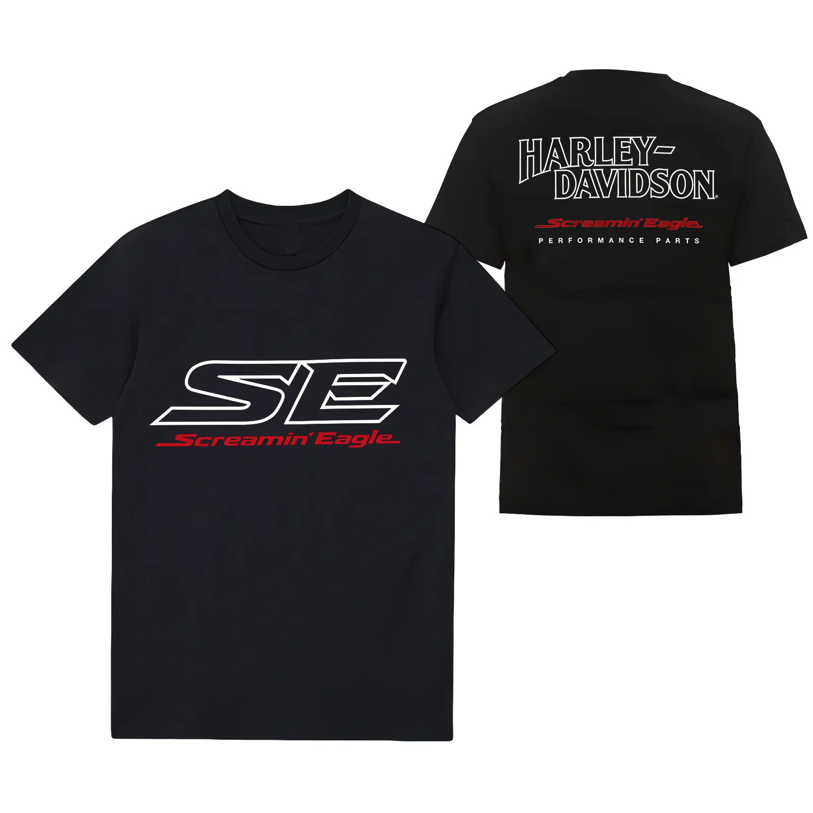 2026 Harley Davidson Sommer Herren Damen Baumwoll-T-Shirt mit Aufdruck Motorrad Atmungsaktiv Kurzarm Outdoor Sport Fitness Freizeit Oberteil