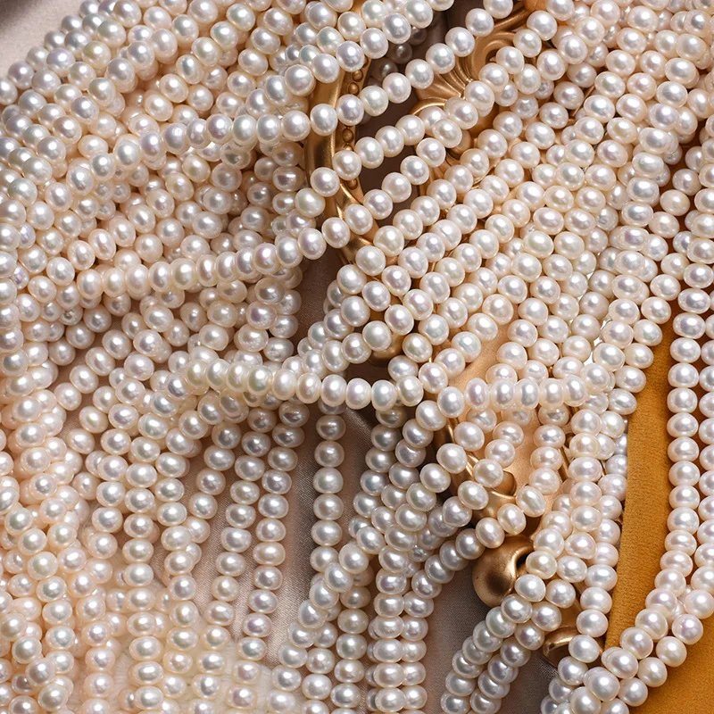AAA 4-5mm High-Quality Bread-Shaped Flat Bead Natural Freshwater Pearl for Jewellery Making DIY Necklace Bracelet Accessories