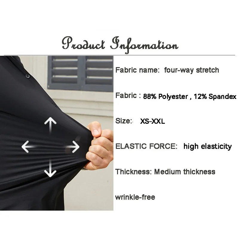 High Elastic Four Sided Stretch Mens Shirt Non Iron Anti Wrinkle Comfortable Business Casual Shirt Large European Size