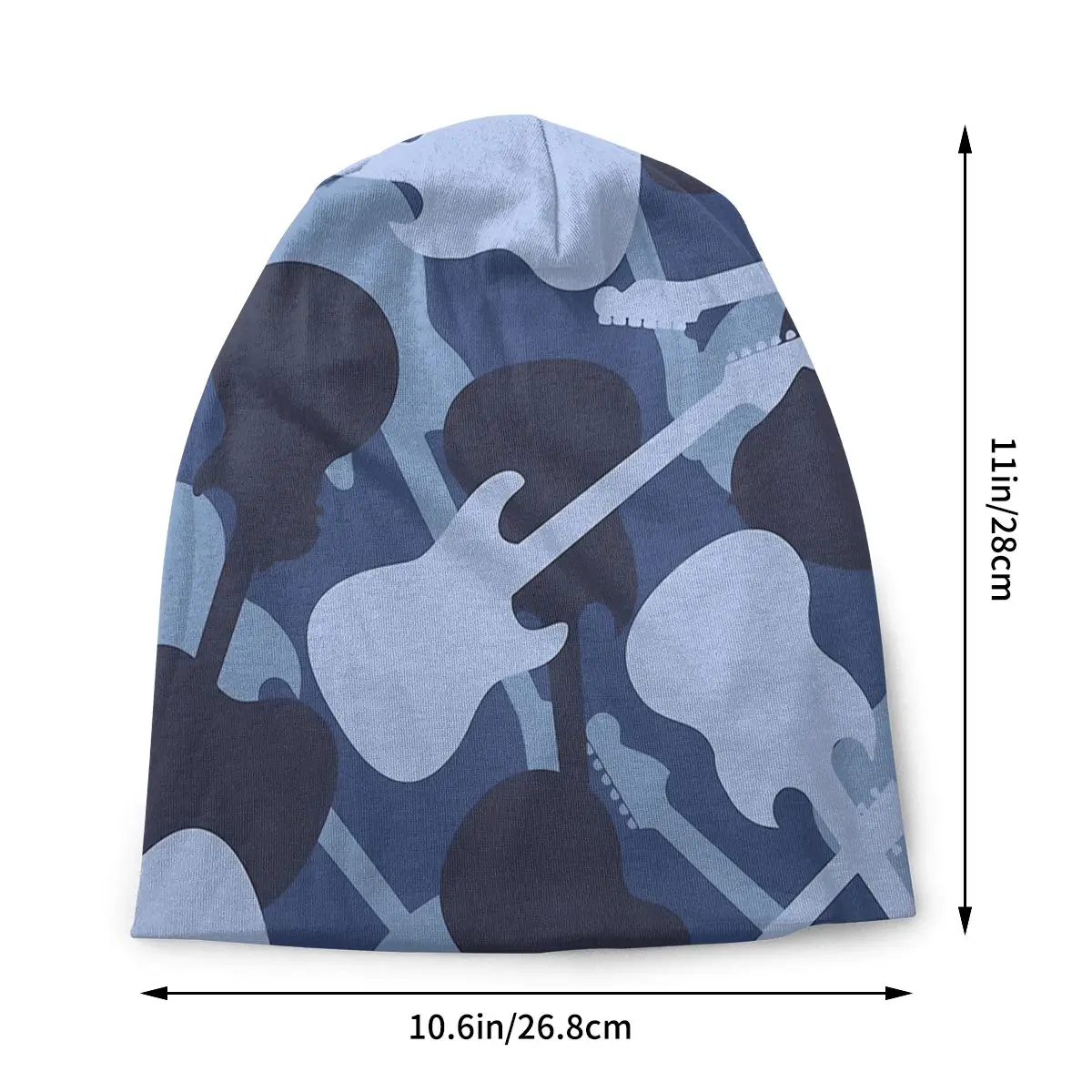 Guitar Camouflage Blue Heavy Metal 1960s Punk Hat Pullover Children Thin Warm Male Polyester Caps