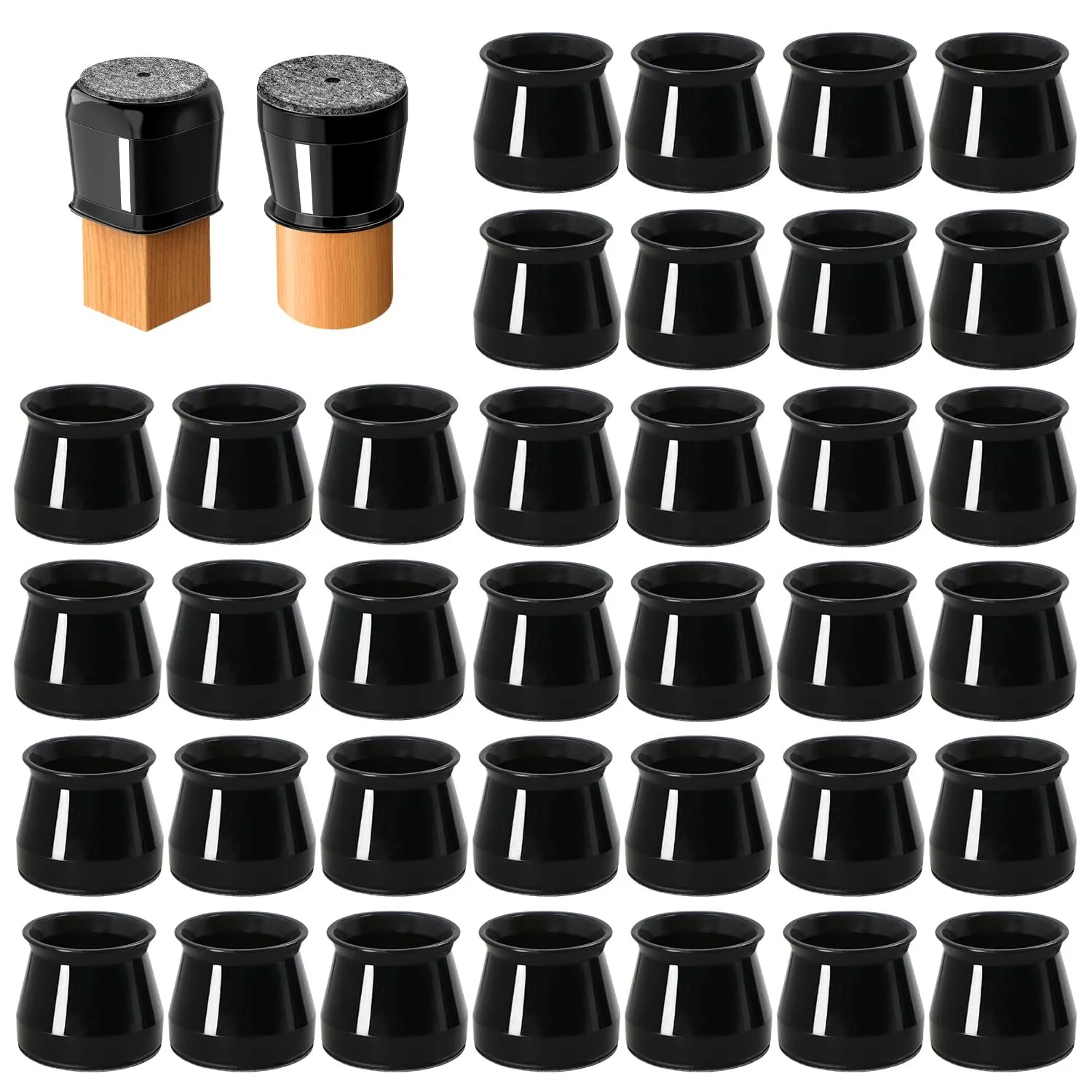 16 Buah Pelindung Lantai Kaki Kursi untuk Lantai Kayu Keras, Penutup Kursi Silikon Penutup Bantalan Furnitur Slider dengan Bagian Bawah Teras Dibungkus