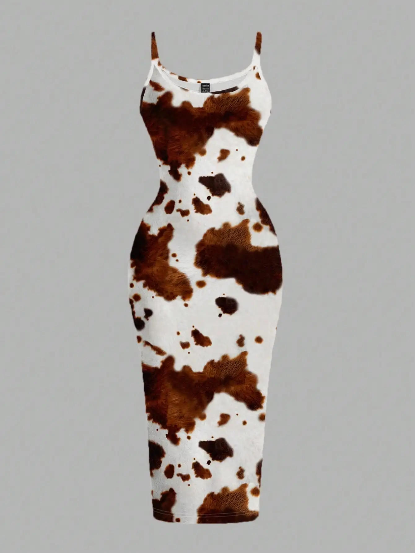 

Cow Print Bodycon Spaghetti Strap Midi Dress for Summer Festivals