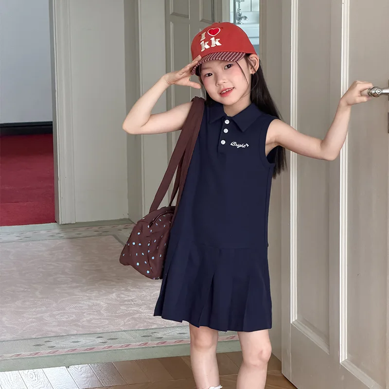 Girls Summer Cool Breathing Hole 3D Breathable Non Stuffy Non Sticky Dry Crisp Lapel Skirt