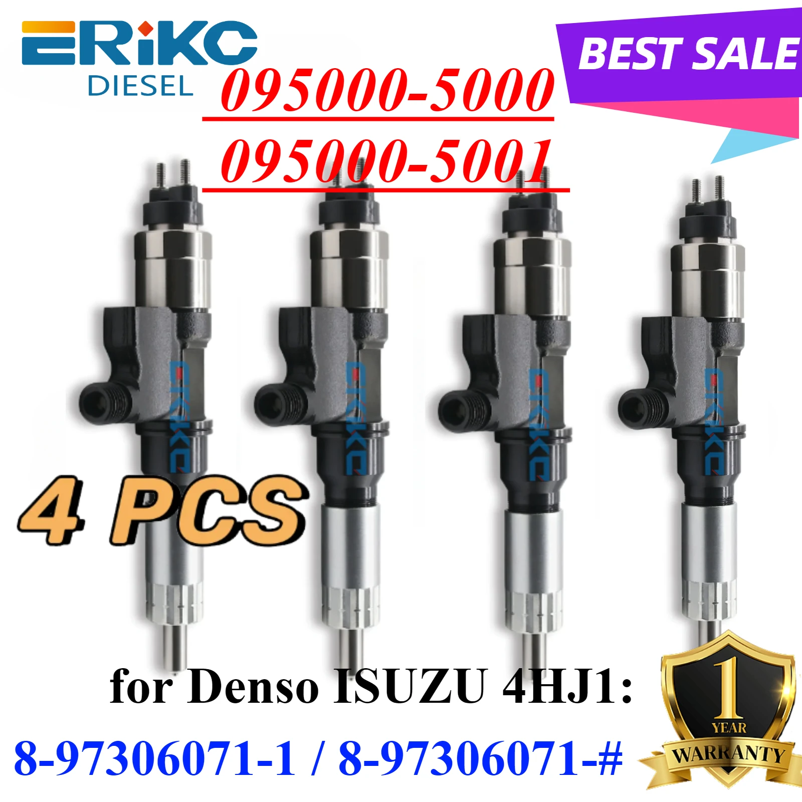 

4PC 095000-5000 8-97306071-0 Common Rail Injector 095000-5001 Engine Part 8-97306071-1 for ISUZU 4HJ1 8973060710