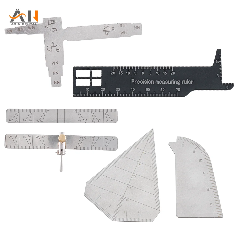 Dental Precision Measuring Ruler Orthodontic Tool Dental Implant Locating Guide with Scale Angle 3 Rulers Set