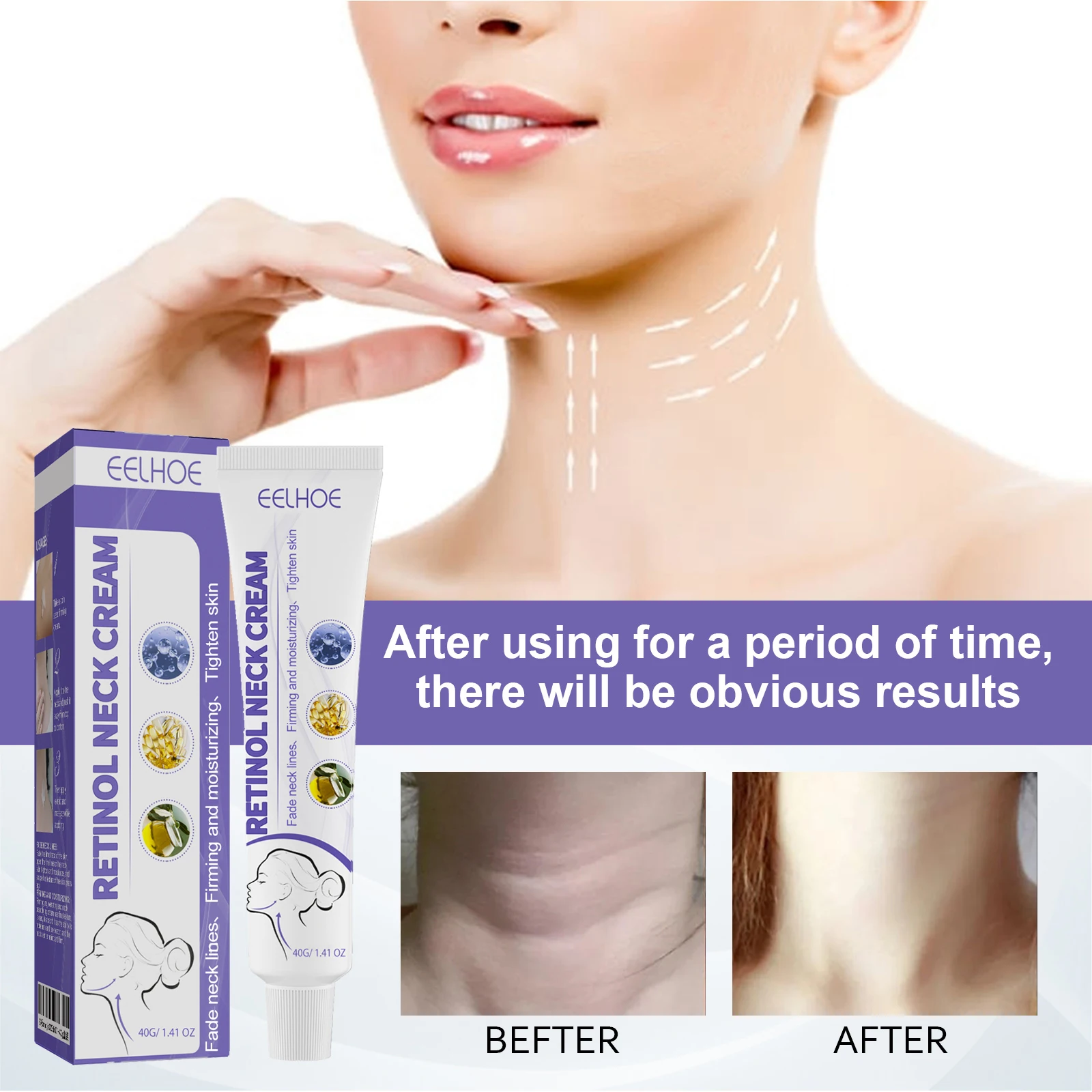 Retinol Neck Cream Wrinkle Removal Firming Sagging Improve Elasticity Fade Lines Eliminate Dead Skin Neck Care Massage Lotion