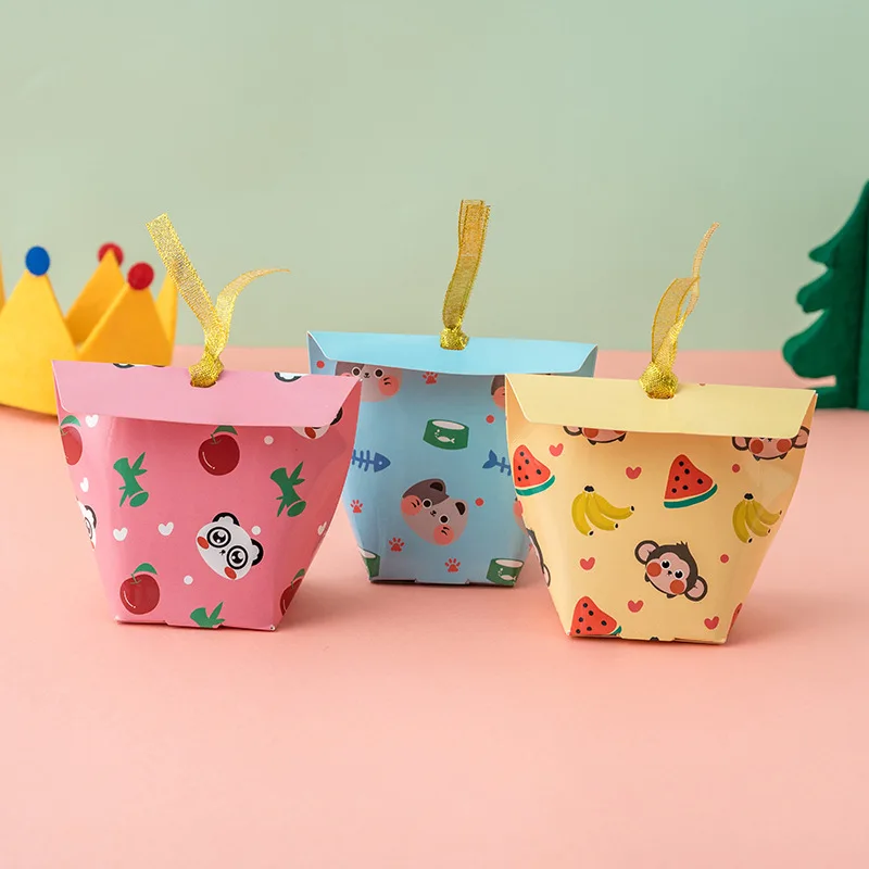 

100pcs Animals Favor Box Candy Box Gift Box Gift Bags Cupcake Box Wrapping Boy Kids Birthday Decoration Event Party Supplies