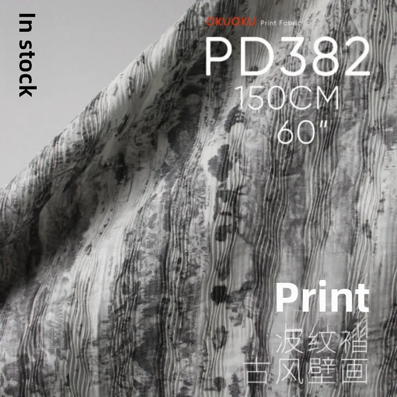 

Printed Crushed Pleated Fabric for Cheongsam Dress Set Design Background Cloth Handmade Diy By The Meter Sewing Material